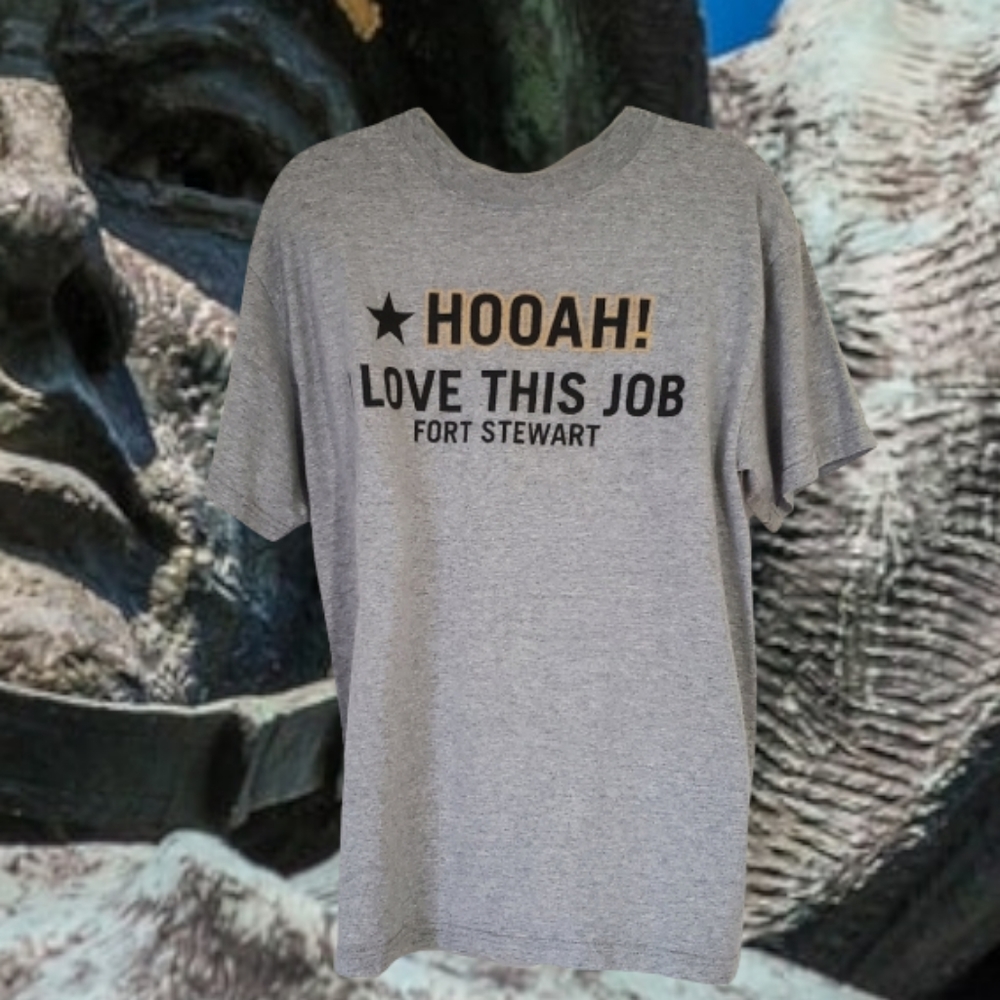 HOOAH Marine Core Military Gray TeeShirt Fort Stewart Medium